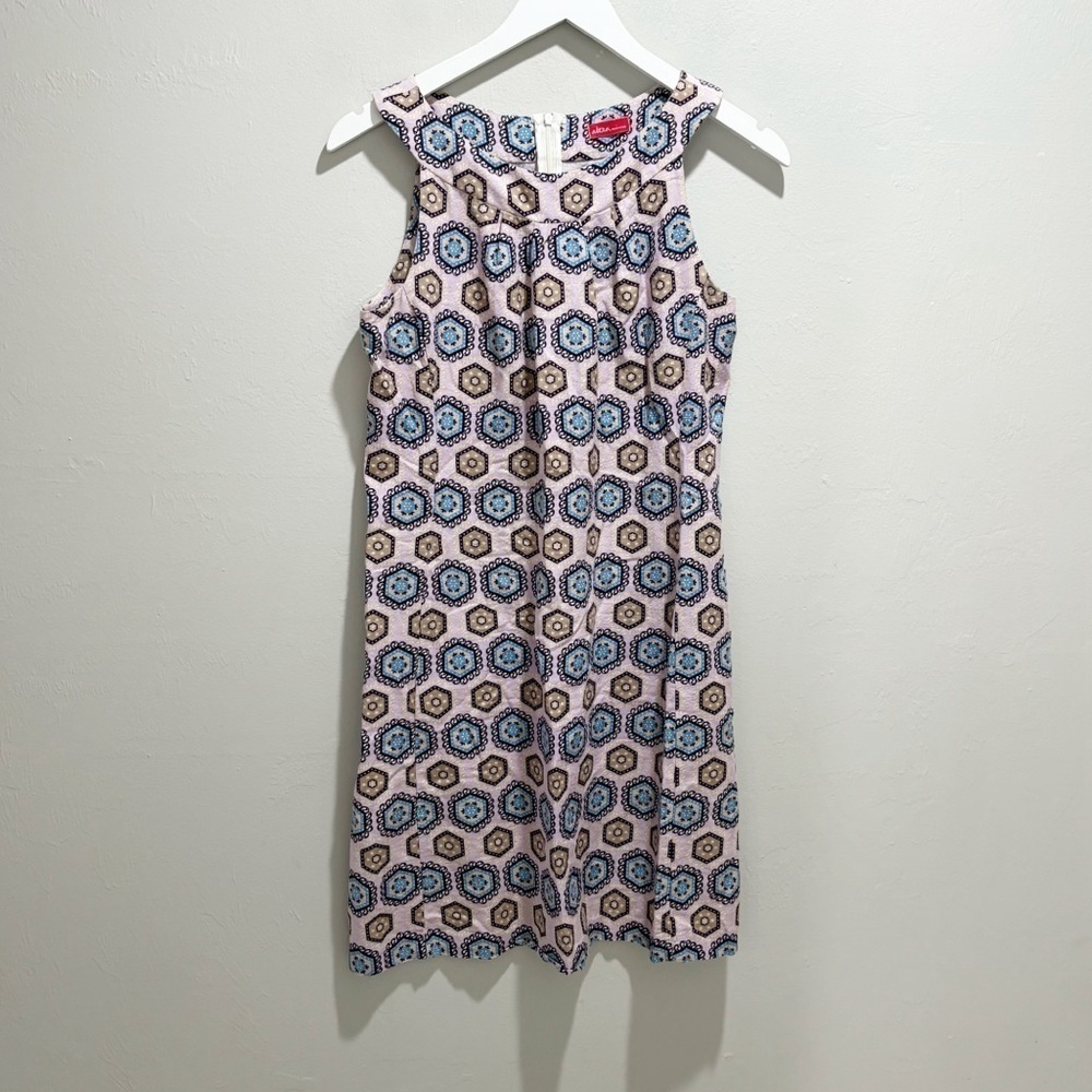 ALTEA Women’s Lavender Geometric Print Sleeveless Dress Made In Italy Size Small